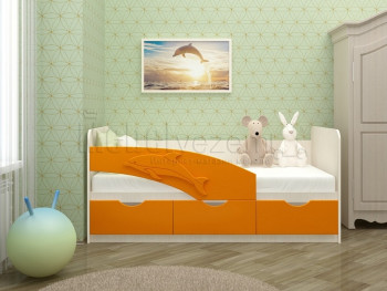 Дельфин-3 Кровать детская 3 ящика без ручек 1.6 Оранжевый глянец в Козульке - kozulka.mebel54.com | фото