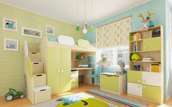 Детская комната Эппл (Зеленый/Белый/корпус Клен) в Козульке - kozulka.mebel54.com | фото