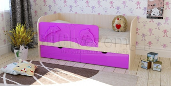 Друзья Кровать детская 2 ящика 1.6 Фиолетовый глянец в Козульке - kozulka.mebel54.com | фото