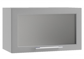 Гарда ПГС 600 шкаф верхний горизонтальный со стеклом (Белый Эмалит/корпус Серый) в Козульке - kozulka.mebel54.com | фото