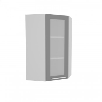 Гарда ВПУС 550 шкаф верхний угловой со стеклом высокий (Белый Эмалит/корпус Серый) в Козульке - kozulka.mebel54.com | фото