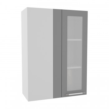 Гарда ВПУС 650 шкаф верхний угловой со стеклом высокий (Белый Эмалит/корпус Серый) в Козульке - kozulka.mebel54.com | фото
