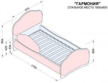 Кровать 160 Гармония 45 Серый (мягкий бортик) в Козульке - kozulka.mebel54.com | фото