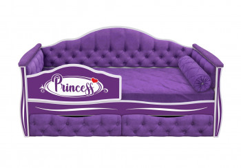 Кровать 160 серии Иллюзия 2 ящика 32 Фиолетовый (мягкие боковые накладки/подушка валик) в Козульке - kozulka.mebel54.com | фото