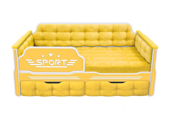 Кровать 160 серии Спорт 2 ящика 74 Жёлтый (мягкие боковые накладки) в Козульке - kozulka.mebel54.com | фото