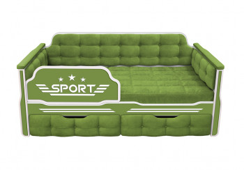 Кровать 160 серии Спорт 2 ящика 76 Зелёный (мягкие боковые накладки) в Козульке - kozulka.mebel54.com | фото