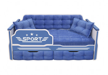 Кровать 190 серии Спорт 2 ящика 85 Синий (подушки) в Козульке - kozulka.mebel54.com | фото