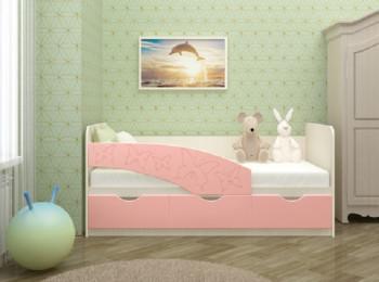 Кровать Бабочки 1,6м (Розовый металлик) в Козульке - kozulka.mebel54.com | фото