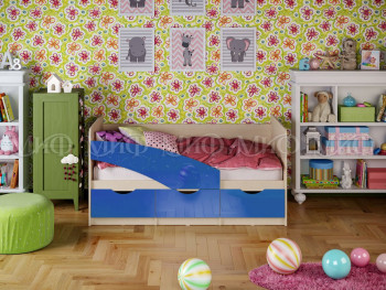 Кровать Бабочки 1,6м (Синий металлик) в Козульке - kozulka.mebel54.com | фото