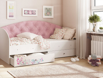 Кровать детская Эльза Белый/Розовый в Козульке - kozulka.mebel54.com | фото