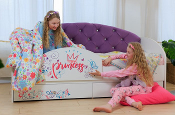 Кровать детская Эльза с бортиком Принцесса Белый/Фиолетовый в Козульке - kozulka.mebel54.com | фото