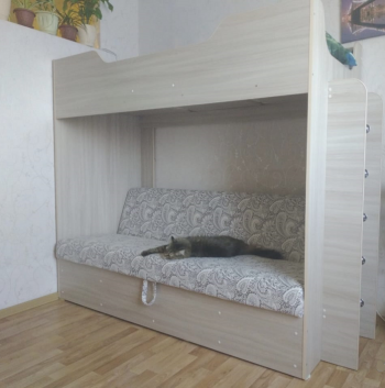Кровать двухъярусная с диваном (Беленый дуб) в Козульке - kozulka.mebel54.com | фото
