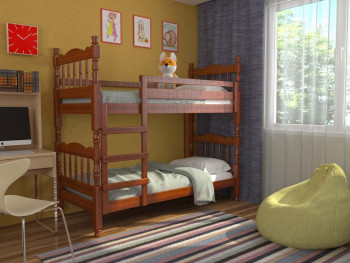 Кровать двухъярусная Соня из массива сосны 800*1890 Орех в Козульке - kozulka.mebel54.com | фото