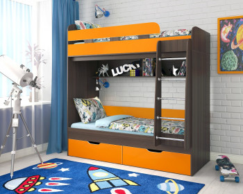 Кровать двухъярусная Юниор-5  Бодего/Оранжевый в Козульке - kozulka.mebel54.com | фото