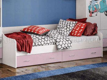 Кровать Fashion-1 Вега 0,9 м (Белый/Розовый) в Козульке - kozulka.mebel54.com | фото