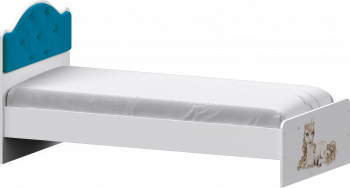 Кровать Каспер с мягкой спинкой и фотопечатью (800х1900)  Белый/Бирюза в Козульке - kozulka.mebel54.com | фото