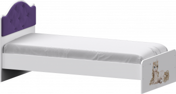 Кровать Каспер с мягкой спинкой и фотопечатью (800х2000)Белый/Фиолетовый в Козульке - kozulka.mebel54.com | фото