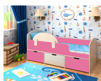 Кровать Малыш-мини Дуб молочный/Розовый в Козульке - kozulka.mebel54.com | фото