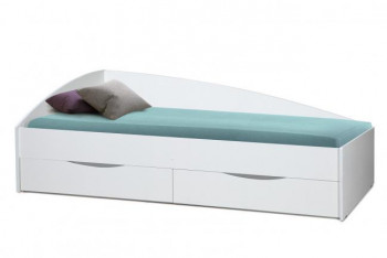 Кровать одинарная "Фея - 3" (асимметричная) (2000х900) New/(белый / белый / ДВПО белый) в Козульке - kozulka.mebel54.com | фото