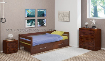 Кровать одинарная ГЛОРИЯ из массива сосны  900*2000 (Орех) в Козульке - kozulka.mebel54.com | фото