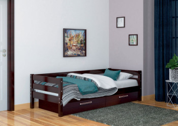 Кровать одинарная ГЛОРИЯ из массива сосны  900*2000 (Орех Тёмный) в Козульке - kozulka.mebel54.com | фото