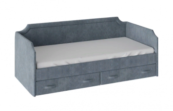 Кровать с мягкой обивкой и ящиками «Кантри» Тип 1 (900) (Замша синяя) в Козульке - kozulka.mebel54.com | фото