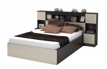 Кровать с прикроватным блоком КР 552 Спальня Basya (венге/белфорт) в Козульке - kozulka.mebel54.com | фото