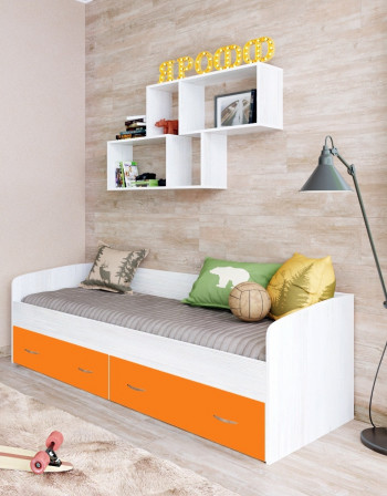 Кровать с выкатными ящиками Винтерберг/Оранжевый в Козульке - kozulka.mebel54.com | фото