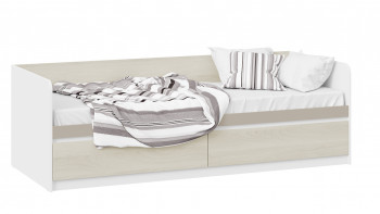 Кровать «Сканди» с 2 ящиками Дуб Гарден/Белый/Глиняный серый в Козульке - kozulka.mebel54.com | фото