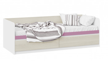 Кровать «Сканди» с 2 ящиками Дуб Гарден/Белый/Лиловый в Козульке - kozulka.mebel54.com | фото