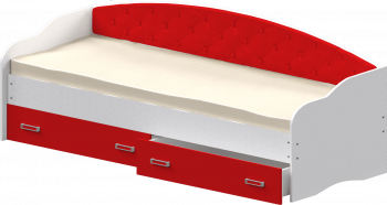 Кровать Софа-7 с мягкой спинкой (800х1900) Белый/Красный в Козульке - kozulka.mebel54.com | фото