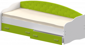 Кровать Софа-7 с мягкой спинкой (800х1900) Белый/Лайм в Козульке - kozulka.mebel54.com | фото