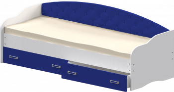 Кровать Софа-7 с мягкой спинкой (800х1900) Белый/Синий в Козульке - kozulka.mebel54.com | фото