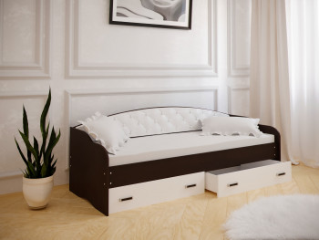 Кровать Софа-7 с мягкой спинкой (800х1900) Венге/ Белый в Козульке - kozulka.mebel54.com | фото