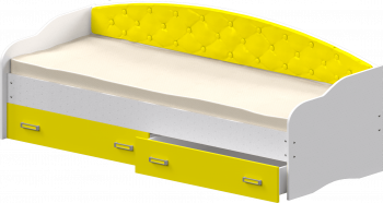 Кровать Софа-7 с мягкой спинкой (800х2000) Белый/Желтый в Козульке - kozulka.mebel54.com | фото