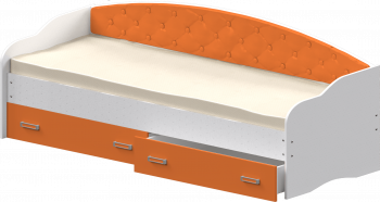 Кровать Софа-7 с мягкой спинкой (800х2000) Белый/Оранжевый в Козульке - kozulka.mebel54.com | фото