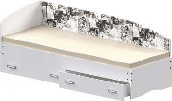 Кровать Софа-9 с мягкой спинкой с рисунком Милана (900х1900) Белый в Козульке - kozulka.mebel54.com | фото