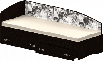 Кровать Софа-9 с мягкой спинкой с рисунком Милана (900х1900) Венге в Козульке - kozulka.mebel54.com | фото
