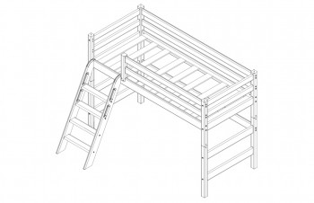 Кровать Соня вариант 6 полувысокая с наклонной лестницей Белый полупрозрачный в Козульке - kozulka.mebel54.com | фото