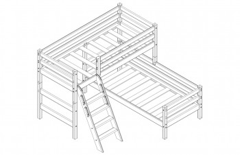 Кровать Соня вариант 8 угловая с наклонной лестницей Белый полупрозрачный в Козульке - kozulka.mebel54.com | фото