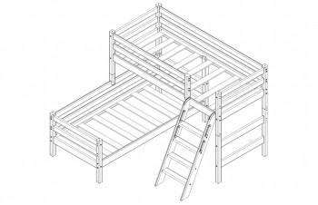 Кровать Соня вариант 8 угловая с наклонной лестницей Белый полупрозрачный в Козульке - kozulka.mebel54.com | фото