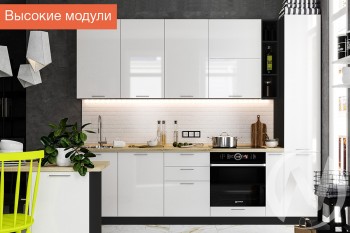 Кухня Валерия-М 1,8м (Высокие модули/Белый глянец/Венге) в Козульке - kozulka.mebel54.com | фото