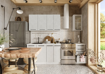 Кухонный гарнитур Нувель 1800мм белый/бетон белый в Козульке - kozulka.mebel54.com | фото