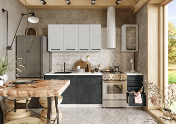 Кухонный гарнитур Нувель 1800мм белый/бетон белый/бетон черный в Козульке - kozulka.mebel54.com | фото