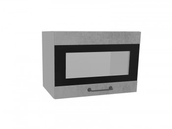 Лофт ПГСФ 500 шкаф верхний горизонтальный со стеклом и фотопечатью (Бетон светлый/корпус Серый) в Козульке - kozulka.mebel54.com | фото