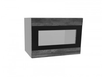 Лофт ПГСФ 500 шкаф верхний горизонтальный со стеклом и фотопечатью (Дуб бурый/корпус Серый) в Козульке - kozulka.mebel54.com | фото