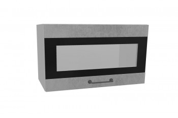 Лофт ПГСФ 600 шкаф верхний горизонтальный со стеклом и фотопечатью (Бетон светлый/корпус Серый) в Козульке - kozulka.mebel54.com | фото