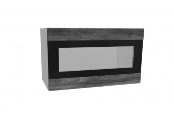Лофт ПГСФ 600 шкаф верхний горизонтальный со стеклом и фотопечатью (Дуб бурый/корпус Серый) в Козульке - kozulka.mebel54.com | фото