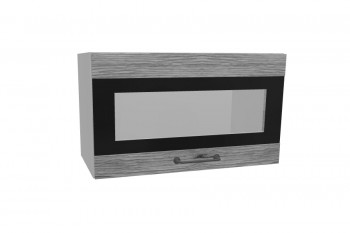 Лофт ПГСФ 600 шкаф верхний горизонтальный со стеклом и фотопечатью (Дуб майский/корпус Серый) в Козульке - kozulka.mebel54.com | фото