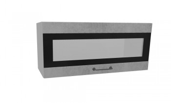 Лофт ПГСФ 800 шкаф верхний горизонтальный со стеклом и фотопечатью (Бетон светлый/корпус Серый) в Козульке - kozulka.mebel54.com | фото